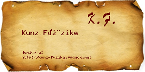 Kunz Füzike névjegykártya